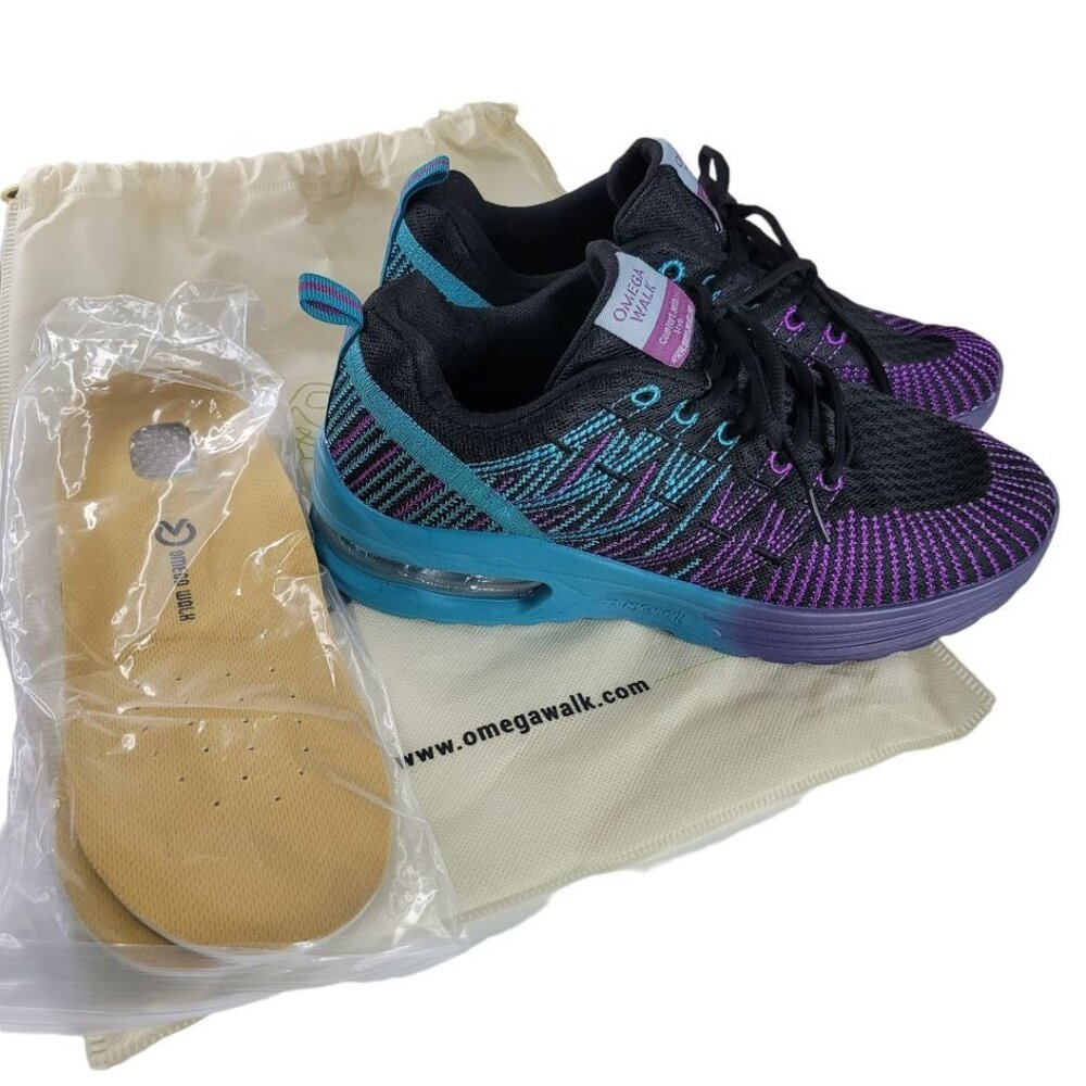 Omega Walk Shoes Air Cushioned Inserts Bag Set Womens US 6 EU‎ 40 Blue Purple